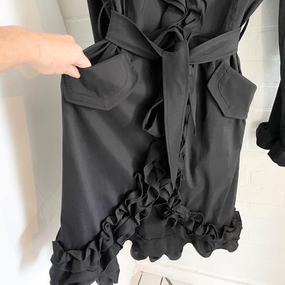 Joseph Ribcoff Trench coat/Dress Ruffled Statement Whimsigoth Pockets Sz 12 - Picture 6 of 15